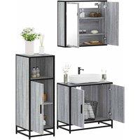 3 Piece Bathroom Furniture Set Grey Sonoma Engineered Wood