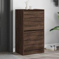 Berkfield Home Shoe Cabinet with 2 Flip-Drawers Brown Oak 60x42x108 cm | Size: 60 x 42 x 108 cm