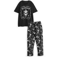 The Nightmare Before Christmas Men's Short Sleeve Long Leg Pyjama Set in Black | Size: Large