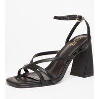 Quiz Women's Black Strappy High Block Heels | Size: 7