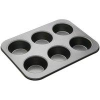 MasterClass Non-Stick 6 Hole Deep Muffin Tray, Carbon Steel, 35 x 26cm in Dark Grey | Size: 35 x 26 cm
