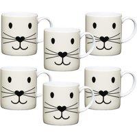 KitchenCraft Set Of 6 Cat Face Espresso Cups in White