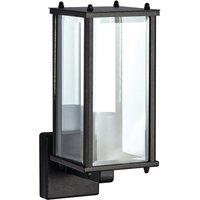 CGC Lighting Black Outdoor Wall Lantern Clear Bevelled Glass Diffuser Up IP44