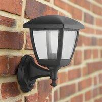 CGC Lighting Large Black Outdoor Wall Lantern Light PIR Motion Sensor with Clear Diffuser IP44 Polycarbonate Coastal