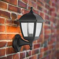 CGC Lighting Large Black Outdoor Wall Lantern Light with Clear Diffuser IP44 Polycarbonate Coastal