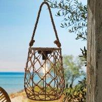 mysmartbuy Solar Powered Sardengna Natural Rope Lantern - Weatherproof Freestanding or Hanging Outdoor Garden LED Lamp Light - H21 x 17.5cm