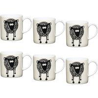 KitchenCraft Set Of 6 Sheep Espresso Cups in White