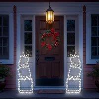 mysmartbuy Indoor Outdoor Pre-Lit Christmas Present Stack Light Decoration with 190 LEDs, 5m Lead, Ground Stakes & Timer - H73 x W26 x D11cm in White
