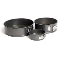 MasterClass 3pc Non-Stick Spring Form Loose Base Round Cake Pan Set with 3x Baking Pans, 11cm, 18cm & 23cm in Charcoal