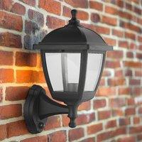 CGC Lighting Large Black Outdoor Wall Lantern Light PIR Motion Sensor with Clear Diffuser IP44 Polycarbonate Coastal