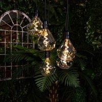 mysmartbuy Battery Powered Diamond Bulb 5 Drop Pendant Light with White LED's - 14 Lumen Weatherproof Home or Garden Hanging Lighting in Black