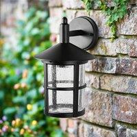 CGC Lighting Large Black Traditional Outdoor Wall Lantern Clear Glass Diffuser