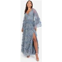 Maya Deluxe Women's Fully Embellished Maxi Dress in Blue | Size: 10