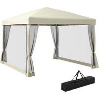 OUTSUNNY 2.97 x 2.97m Gazebo Canopy Pop Up Tent Mesh Screen Garden Shade Mesh in Tan