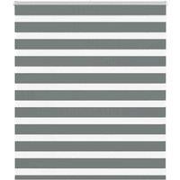 Berkfield Home Zebra Blind Dark Grey 130x100 cm Fabric Width 125.9 cm Polyester