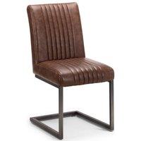 netfurniture Orleans Chair - Brown Faux Leather & Square Gunmetal