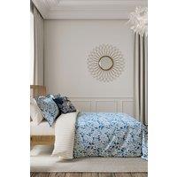 V & A 'Ornamental Bloom' Cotton Duvet Cover Set in Indigo | Size: Double