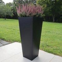 Woven Wood 90cm Zinc Galvanised Matte Black Tapered Square Planter