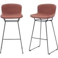 Moderna MMT Bar Stools Set of 2, Tan PU Leather, Sleigh Legs & Retro Style for Breakfast Bar, 47.5x50.5x99.5 cm (Tan) in Light Tan