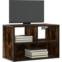 Berkfield Home TV Cabinet Smoked Oak 60x31x39.5 cm Engineered Wood & Metal in Brown