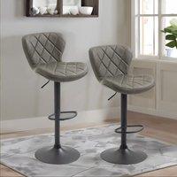 Rafaelo Mobilia 2PC Height Adjustable 360 Swivel Barstools Set Black Kitchen Livingroom Furniture in Dark Grey