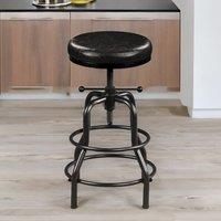 Rafaelo Mobilia Industrial Adjustable Height Retro Bar Stool Black