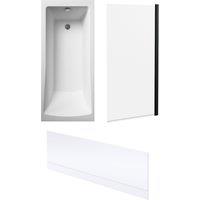 Balterley Square 1700x700 Bath Set - Leg Set & Black Screen & Panel in White