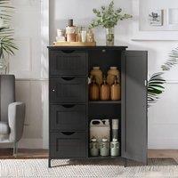 Rafaelo Mobilia Industrial Kitchen Baker's Rack With Storage Shelves & Cabinet in Black