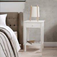 Rafaelo Mobilia Wooden One Drawer Bedside Table Nightstand in White