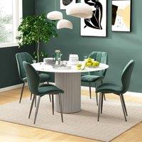 HOMCOM Dining Chairs Set of 4, Modern Style Flannel Upholstered Kitchen Chairs with Backs & Steel Legs, for Living Room, Dining Room, Bedroom in Green