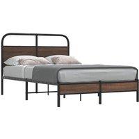 Bed Frame without Mattress 140x200 cm Brown Oak Engineered Wood