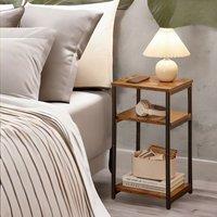 Rafaelo Mobilia 3 Tier Square Side Table With Steel Frame in Brown