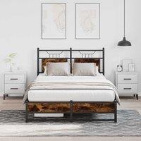Berkfield Home Bed Frame without Mattress Smoked Oak 120x200 cm Engineered Wood in Brown | Size: Small Double