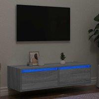 Berkfield Home TV Cabinet with LED Lights Grey Sonoma 100X35.5x25 cm