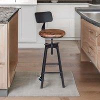 Rafaelo Mobilia Industrial Adjustable Height Retro Bar Stool With Back in Brown