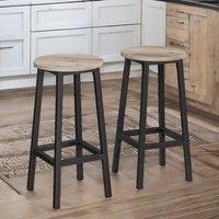 Rafaelo Mobilia Set of 2 Industrial Bar Stools Greige in Grey