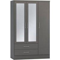 Seconique Nevada 3 Door 2 Drawer Mirrored Wardrobe in Dark Grey