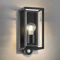 CGC Lighting Black Outdoor Wall Light Clear Diffuser E27 Standard Screw IP54 PIR Motion Sensor