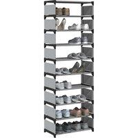 Shoe Rack 10-Tier Grey 54x28x158 cm Non-woven Fabric