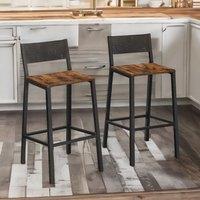 Rafaelo Mobilia Set of Breakfast Bar Stools with Footrest & Backrest in Brown