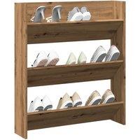 Berkfield Home Wall Shoe Cabinet Artisan Oak 80x18x90 cm Engineered Wood in Brown | Size: 80 x 18 x 90 cm