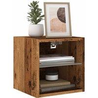 Berkfield Home TV Wall Cabinets with LED Lights 2 pcs Old Wood 30x28.5x30 cm in Brown