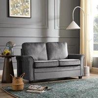 Home Detail Nathan 2 Seater Fabric Pull Out Sofa Bed With Mattress, Grey Velvet in Dark Grey