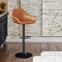 Rafaelo Mobilia 2PC Height Adjustable 360 Faux Leather Swivel Barstools Set Brown