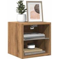 Berkfield Home TV Wall Cabinets with LED Lights 2 pcs Artisan Oak 30x28.5x30 cm in Brown