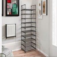 Rafaelo Mobilia 10 Tier Shoe Rack Hallway Storage in Black