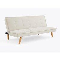 Home Detail Ada Fabric Sofa Bed With Tufted Detail Sewn Edge & wooden Legs in Beige