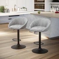 Rafaelo Mobilia 2PC Height Adjustable 360 Swivel Barstools Set With Backrest Kitchen Livingroom Furniture in Light Grey