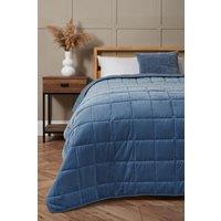 BHS Square Stitch Quilted Bedspread in Blue | Size: Small