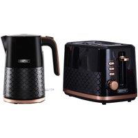 Geepas Aurora Collection Matching 1.7L Jug Kettle & Toaster Set in Black